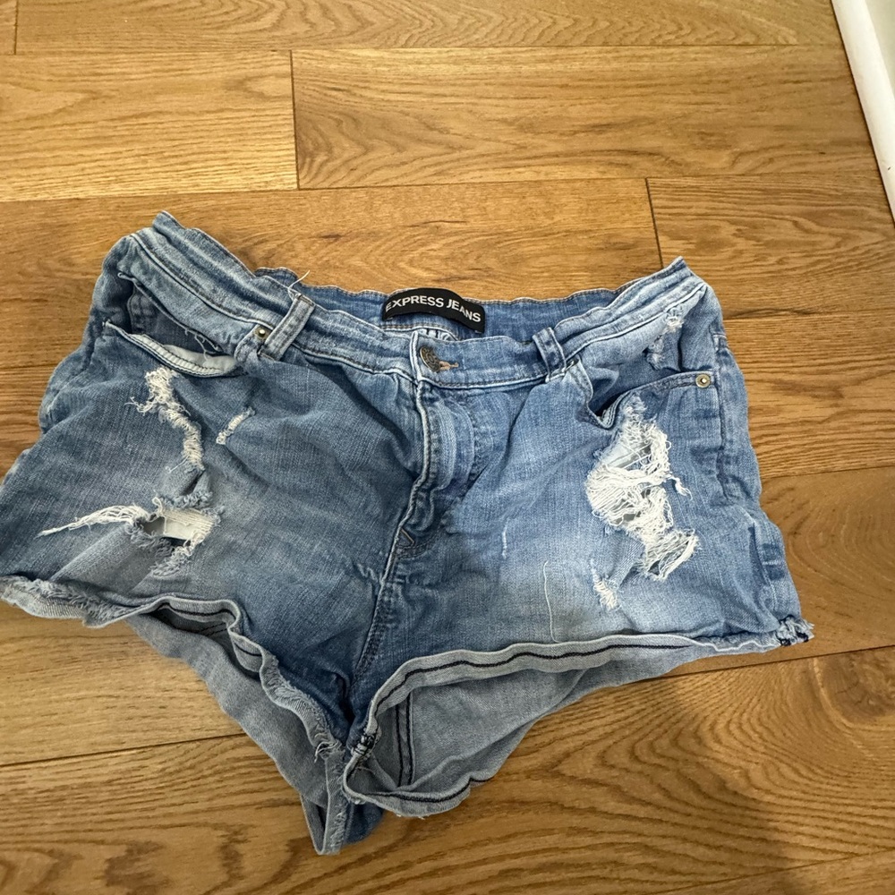 Express Blue denim  Distressed Shorts - Womens 14 Jean shorts